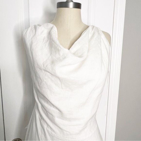 NEW NWT DiSSH CASS WHITE LINEN Asymmetrical  MIDI DRESS White Size US 8 AUS 12 - Picture 6 of 16